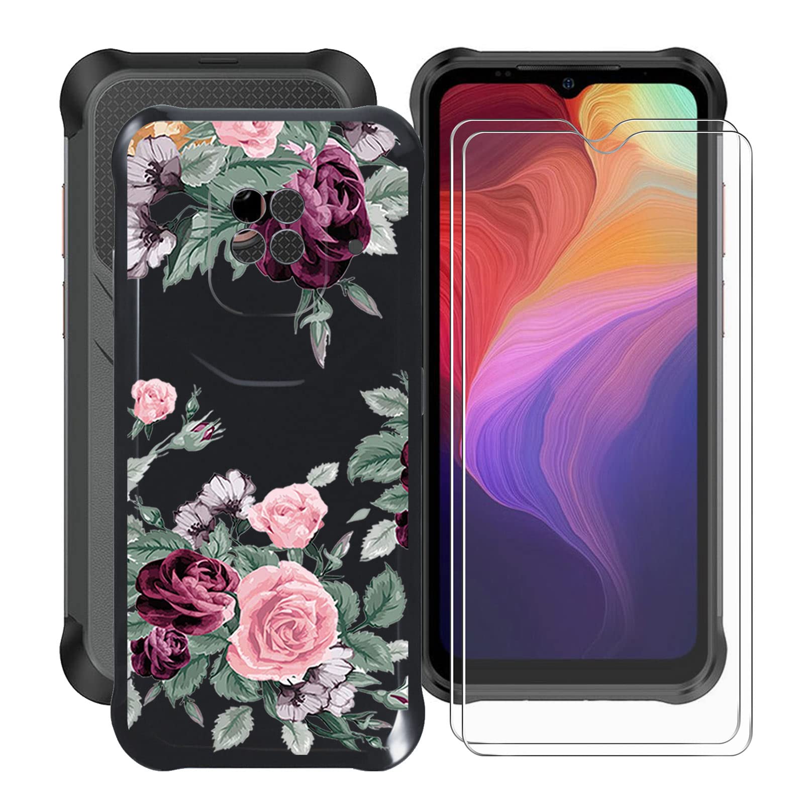 ZXLZKQ Custodia + 2 Pezzi Vetro Temperato Film per Ulefone Armor 11T 5G