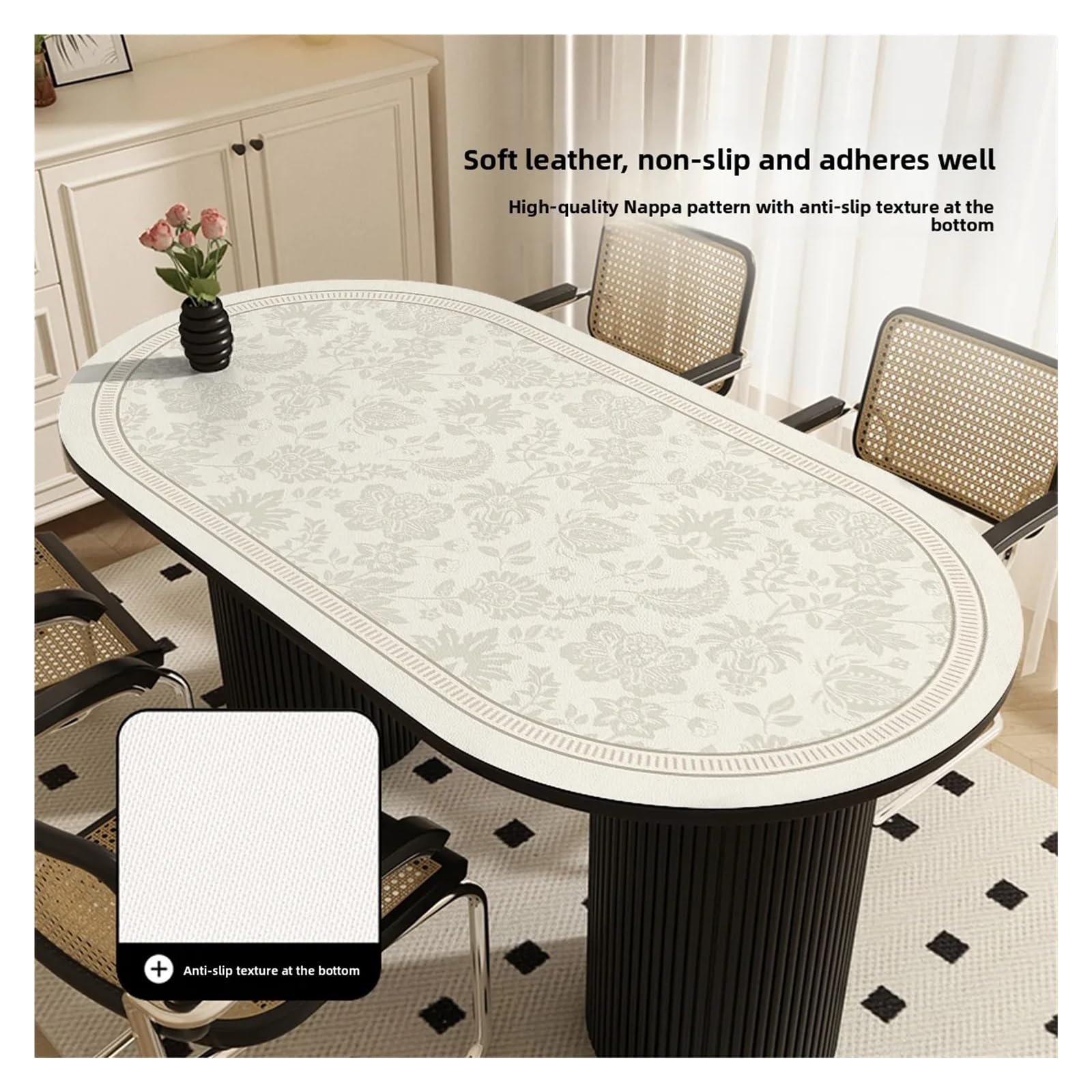 Tappetino da scrivania in pelle Tovaglietta ovale in pelle semicircolare ad arco, resistente all'olio e impermeabile for sala da pranzo(Color 5,90 * 150cm oval [a90 b150 c35])