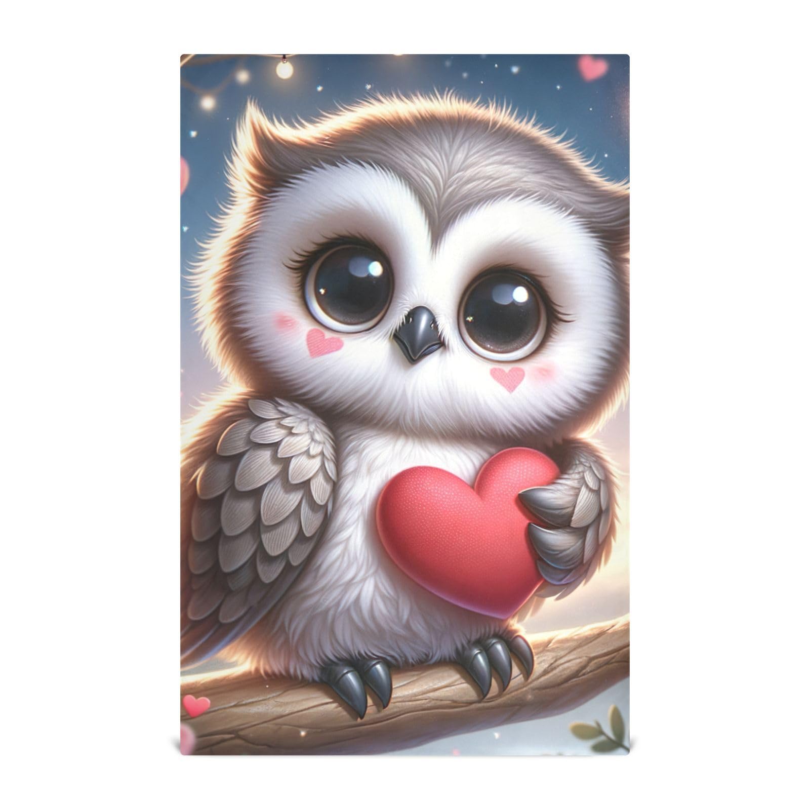 ODAWA Valentine's Day Owl Holding Heart Kitchen Towles Soft Absorbent Quick Drying Dish Towels Decoration Hand Towels (18