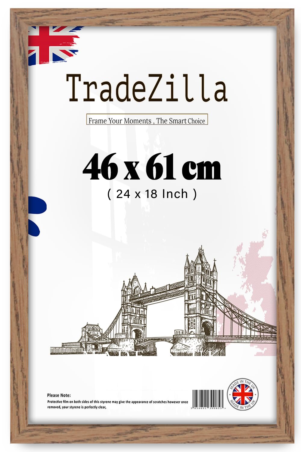 Tradezilla Dark Oak | Eton Wood Art Frame (46 X 61 Cm) Mdf Poster Frame For Home & Office Wall Décor, Classic Wood Finish, Ideal For Posters & Professional Display [ ]
