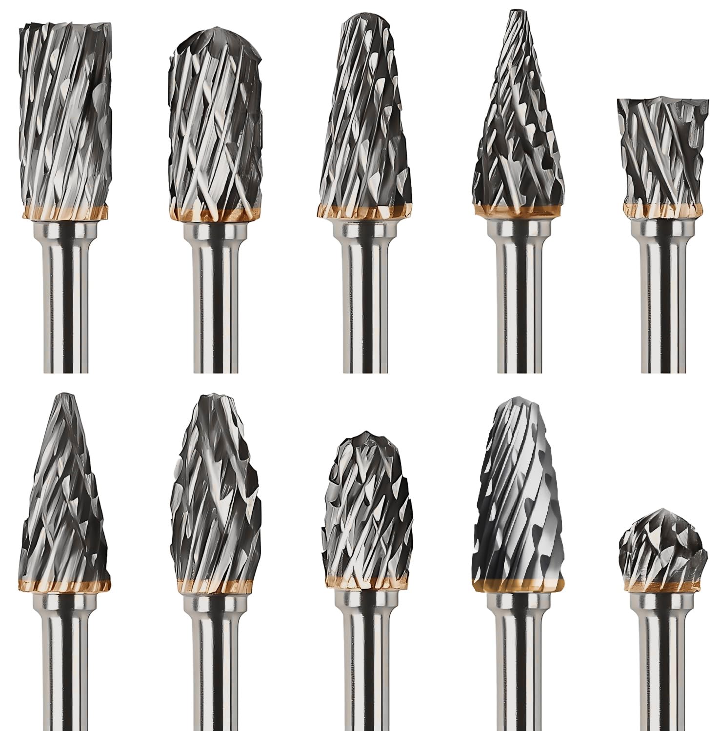 Juego de Fresas Giratorias Carburo de Tungsteno para Herramienta Giratoria, 10 Piezas Fresas de Metal Duro con Vástago de 1/8" (3mm), para Tallado de Madera de Bricolaje, Pulido de Metales, Grabado
