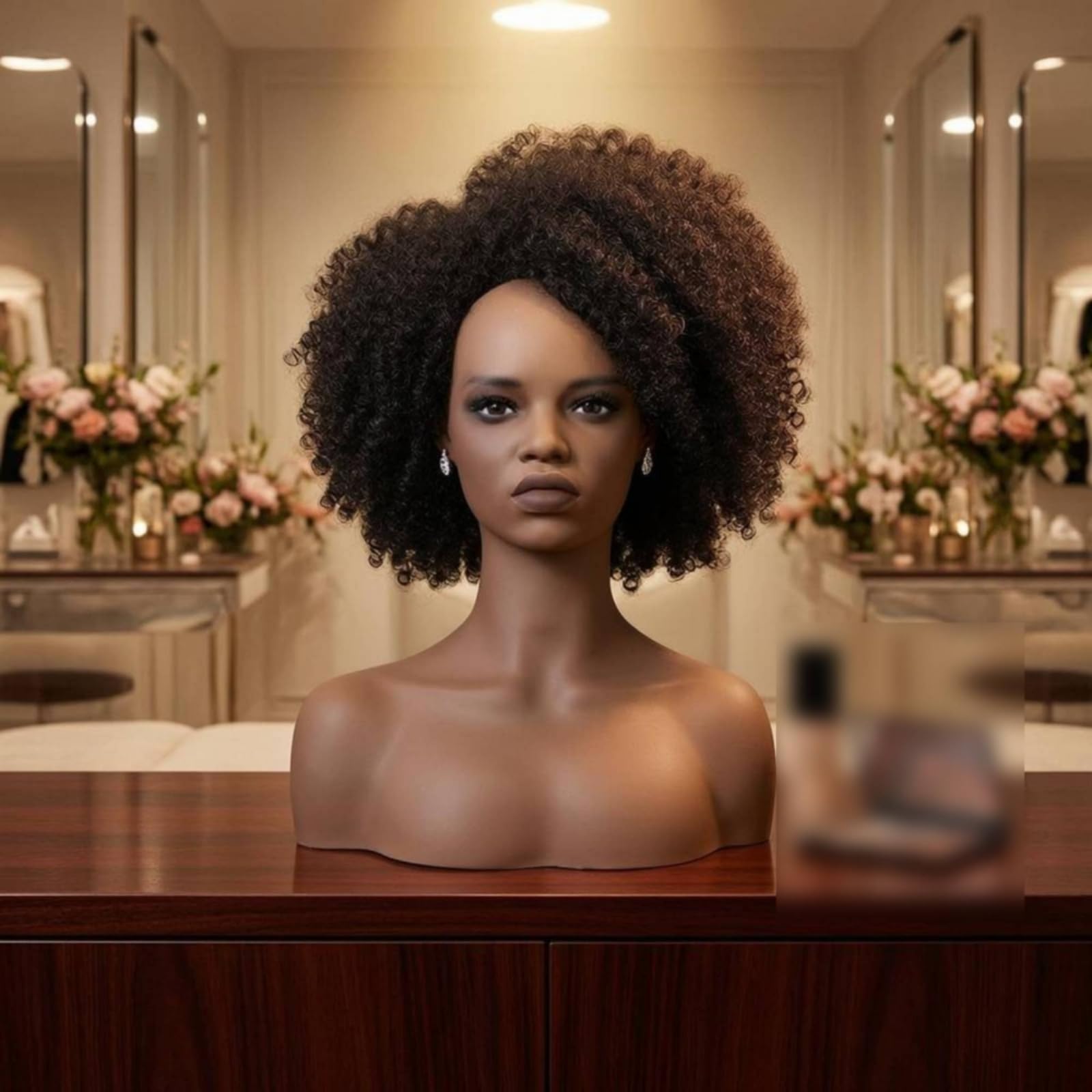 Tête de Perruque, Tête Mannequin Femme avec Épaules | Surface Lisse Tête Mannequin Perruque Brun Foncé d'affichage, support de perruque pour présentation de chapeaux et chapeaux