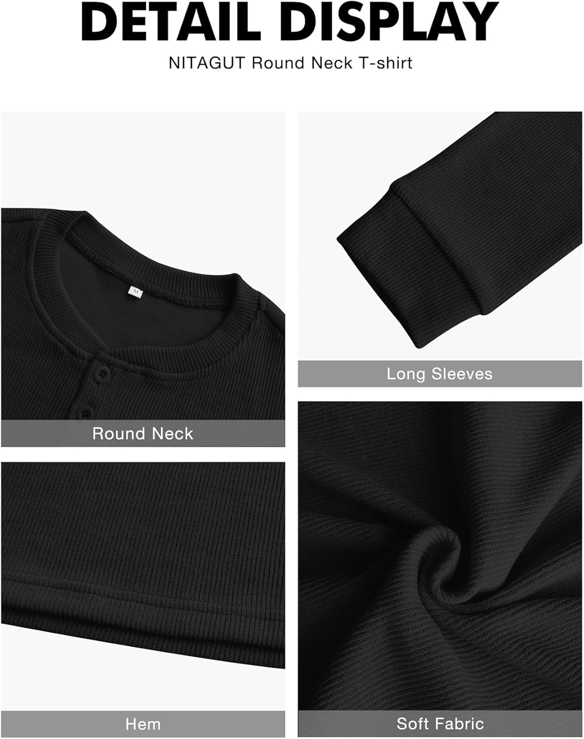 NITAGUT Men's Henley Shirts Long Sleeve Button T-Shirt Fashion Casual Pullover Shirt - Image 6