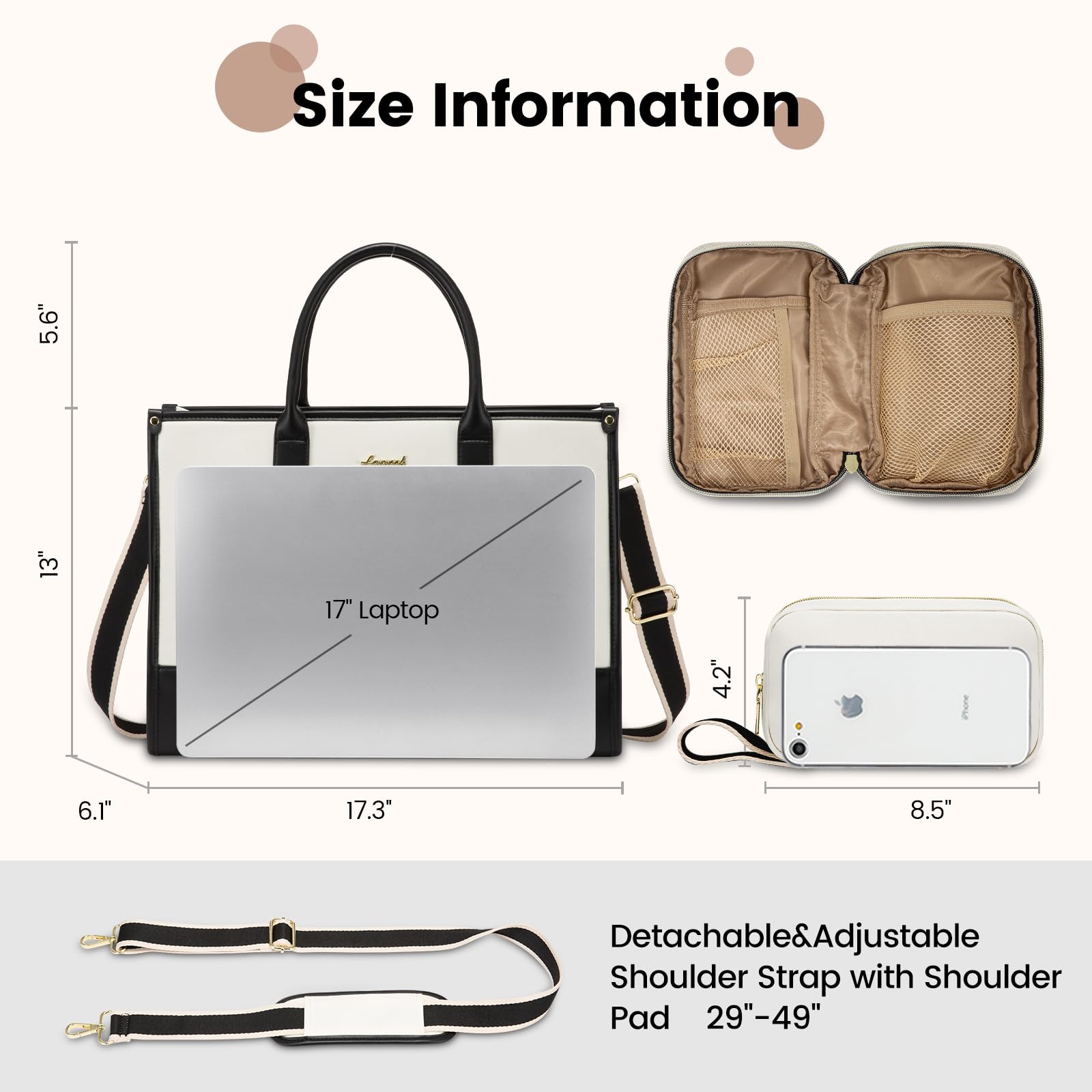 LOVEVOOK Grande Bolso Mujer, Bolso Portatil Bolsos Maletin Ordenador para Universitarias, Tote Laptop Bag Shopper para Portadocumentos Trabajo Universidad