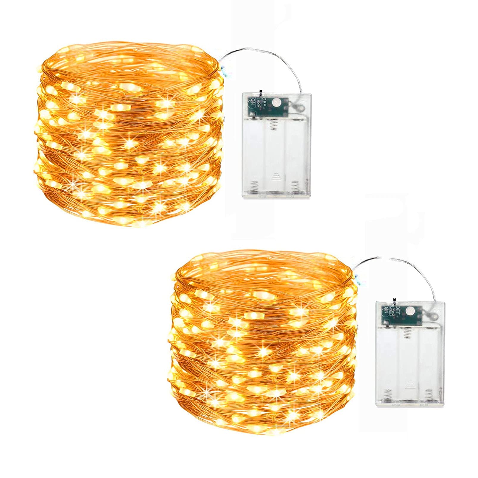 BAISALJI 2 Sets Fairy Lights String Battery Powered, Led Mini Tiny Warm White Twinkle Rice Christmas Lights,Each is 16.4 Feet Long 50 Lamp.(Worm White) โ image 1