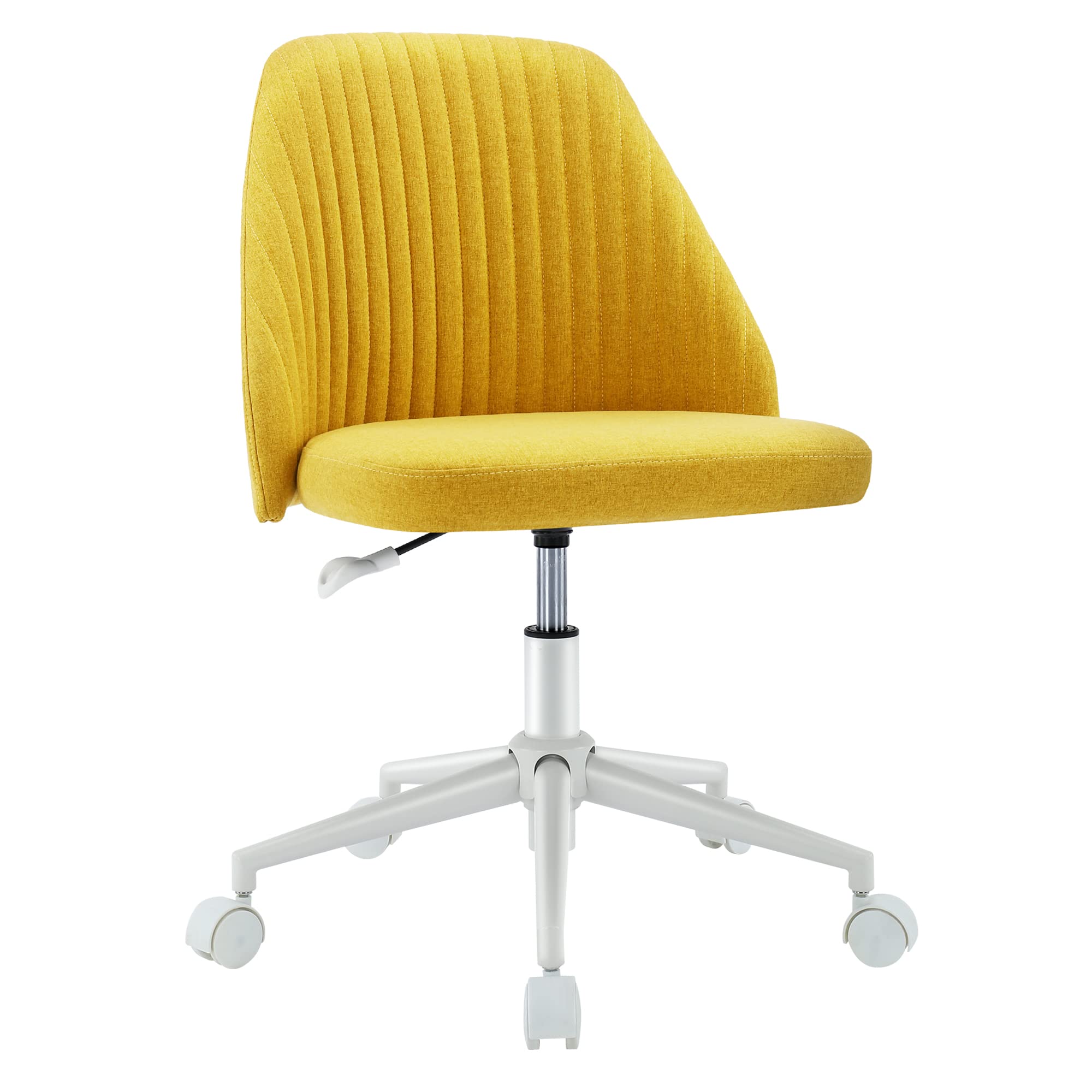 SMUG Yellow Desk Chair, Modern Adjustable Rolling Task Chair with Wheels, Armless for Bedroom, Vanity Chair for Makeup Room, Living Room, 32.1H x 18.8W x 17.2D in, 18.0 lbs, VA-76-YL