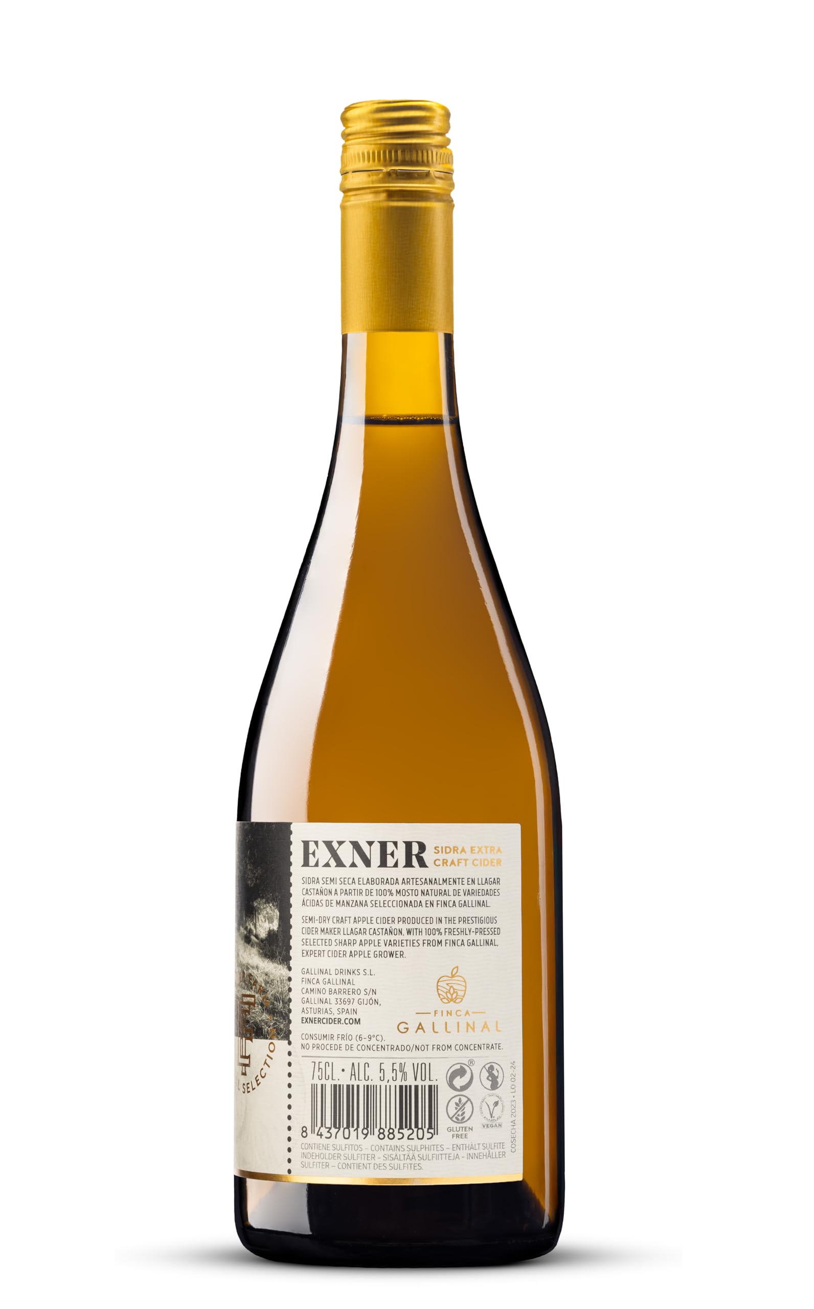 EXNER Sidra Artesana Craft Apple Cider - Natural - 100% Manzana - No Procede de Concentrado - Sin Gluten Vegana - 6 x 75 cl