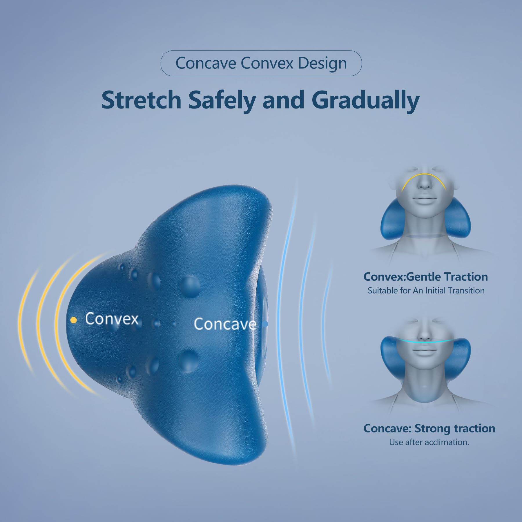 Cozyhealth Barella per il collo per alleviare il dolore al collo, dispositivo di trazione cervicale per rilassare collo e spalle, cuscino per alleviare il dolore dell'ATM (Blu Scuro)