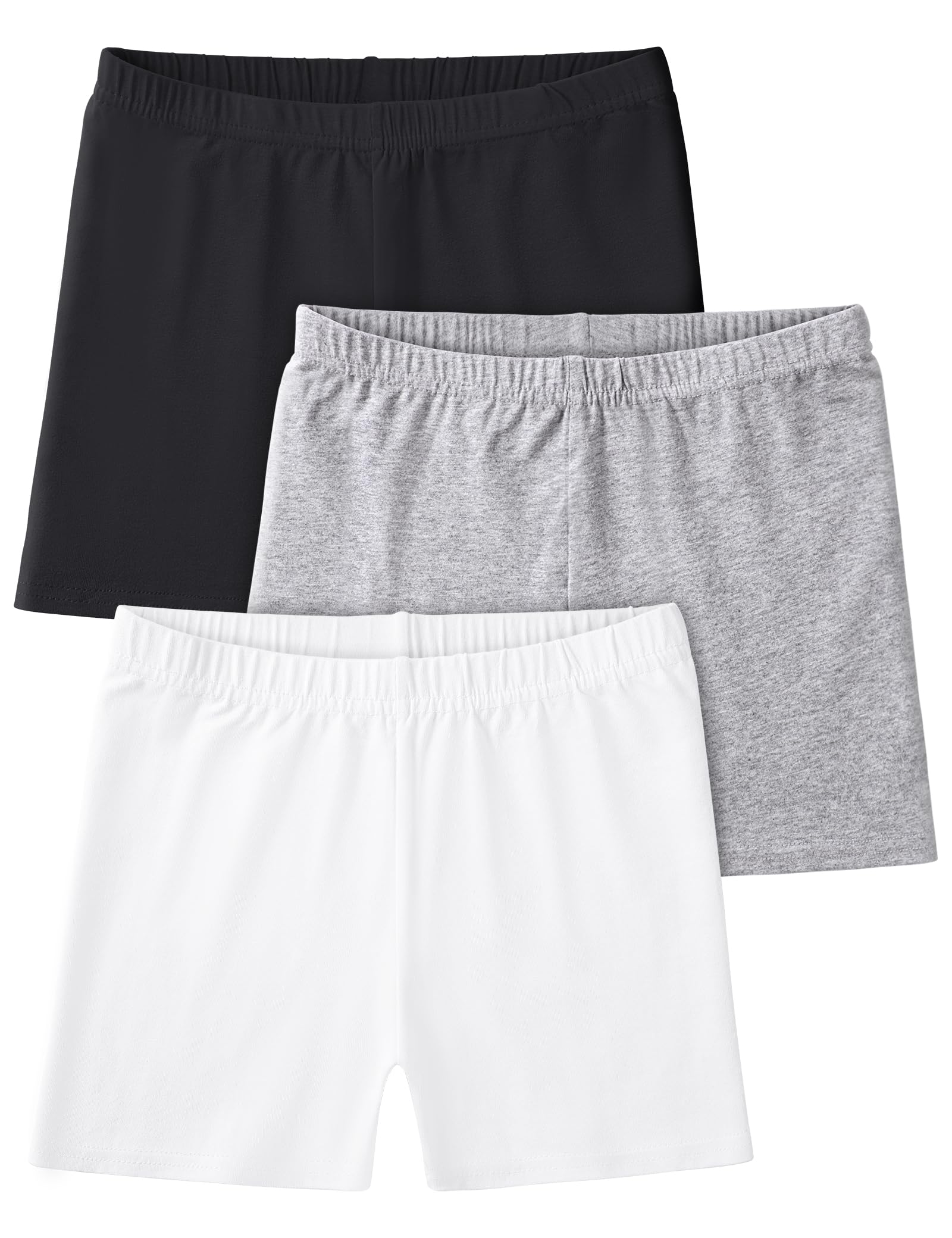 Somaibo 3 Pack Girls Bike Shorts Kids Cartwheel Under Dress Cotton Short