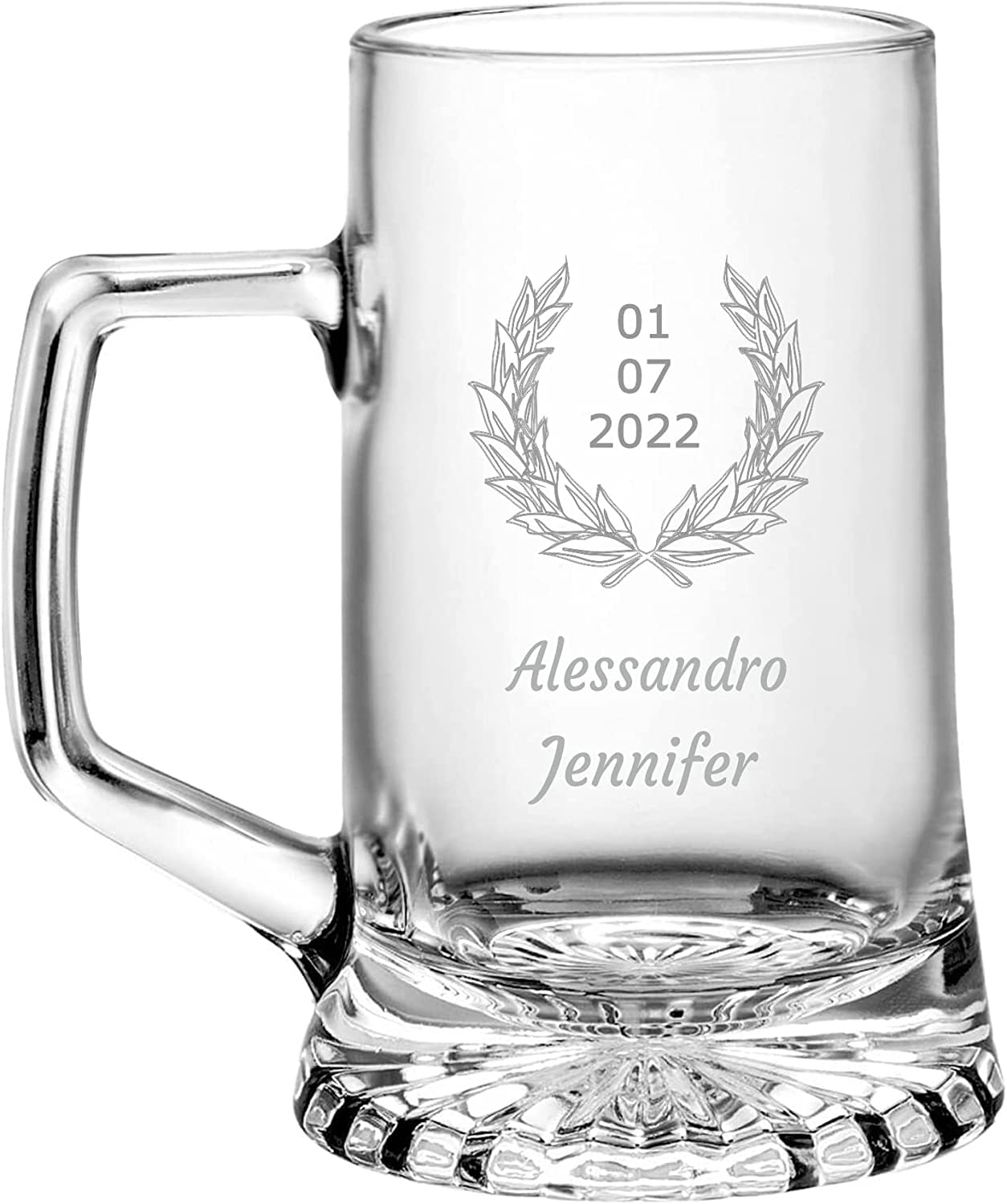 Verre à bière personnalisé Chope à bière gravée Personnalisable avec noms, initiales, date et différents caractères. Idée cadeau (4 pièces)