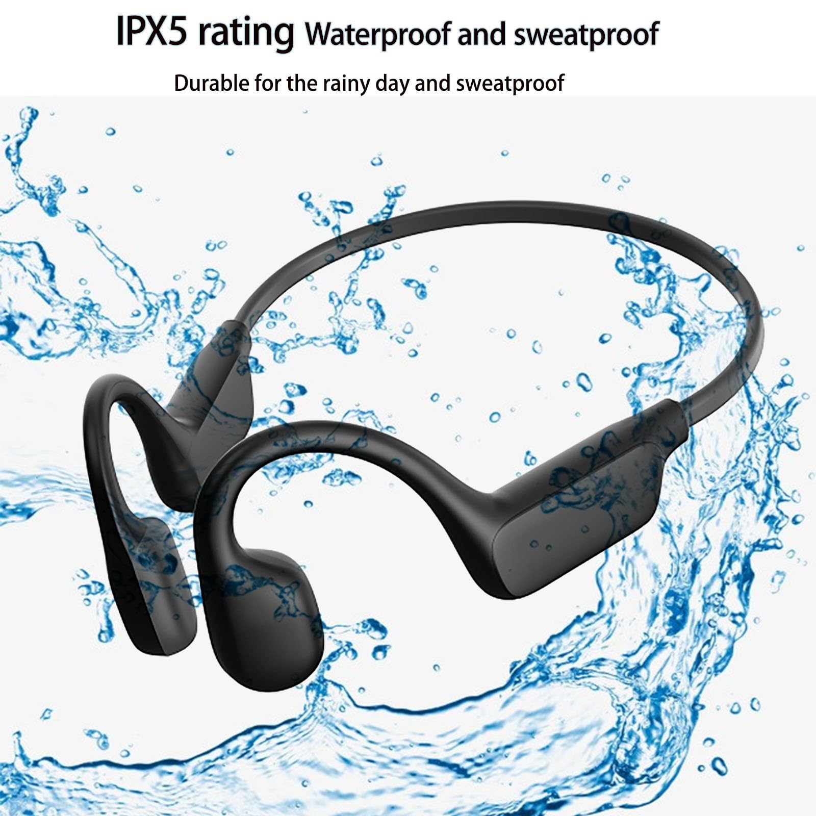 Auriculares auditivos de conducción ósea, auriculares Bluetooth de oreja abierta con colector de sonido para conversaciones, 15 horas de tiempo de trabajo para uso diario