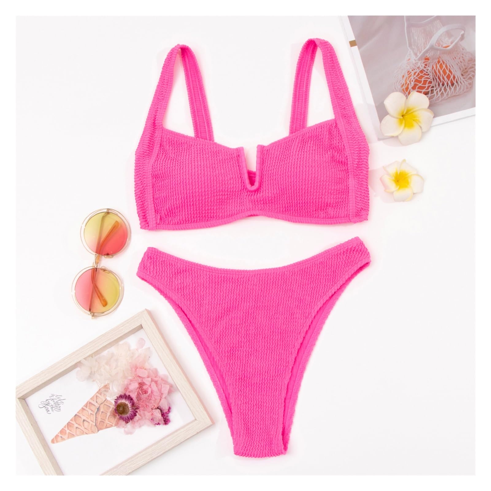 Costume da Bagno Donna Sexy Bikini Push Up Costume da Bagno Solido Costume da Bagno Femminile A Vita Alta Perizoma Bikini Brasiliano Costume da Bagno Donna