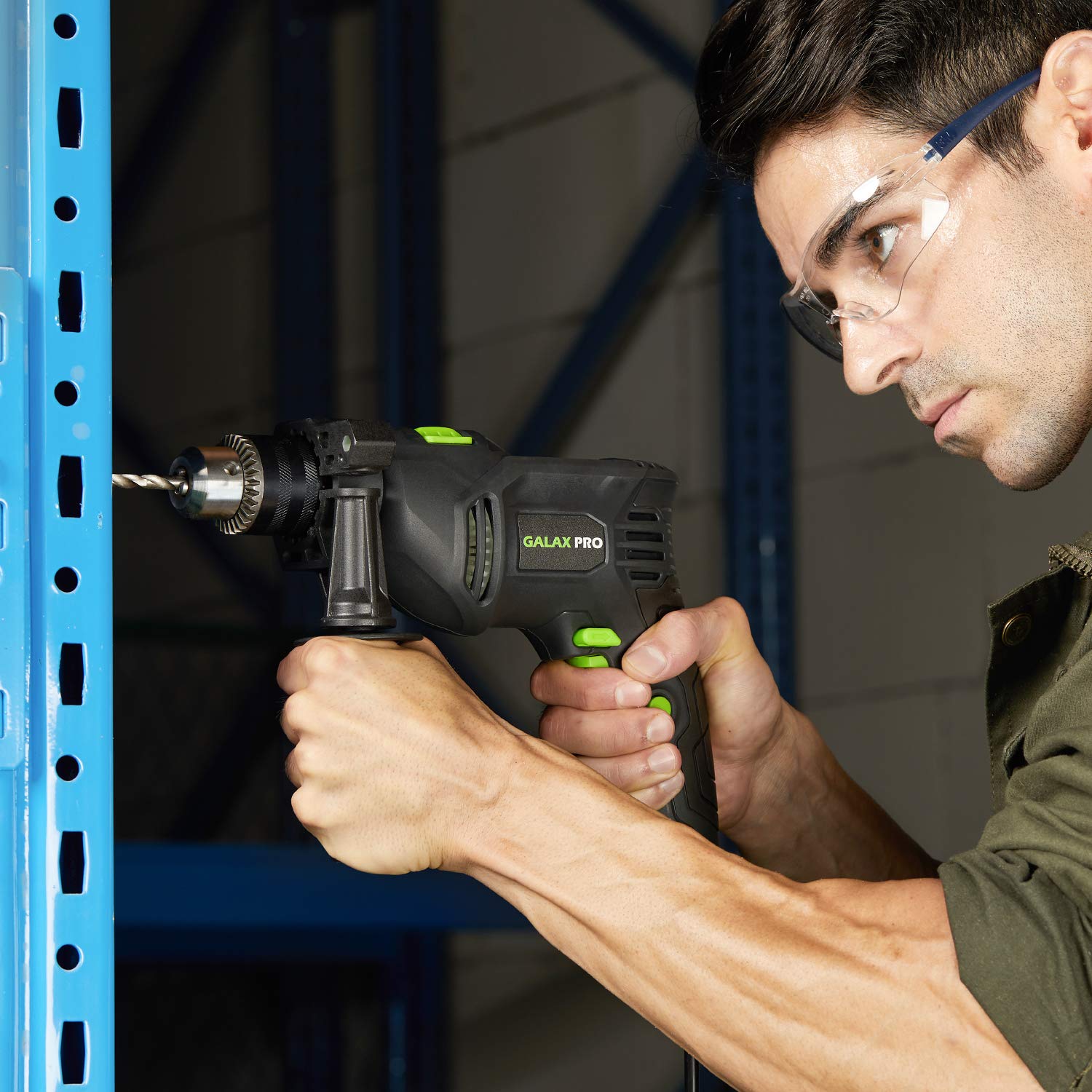 GALAX PRO Perceuse à percussion 600W, 13mm mandrin de perçage, 0-3000RPM, Perceuse puissante à vitesse variable pour métal, bois et béton