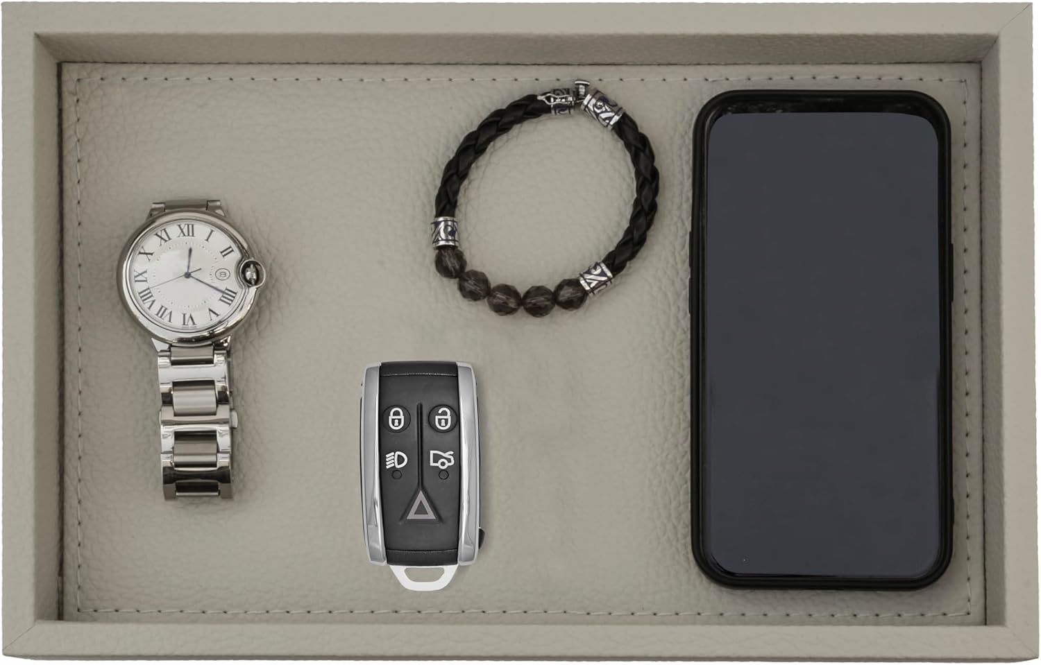 MOENA Faux Leather Tray – Elegant & Versatile Organizer for Home, Office, and Yacht (Matte Ivory, Small)