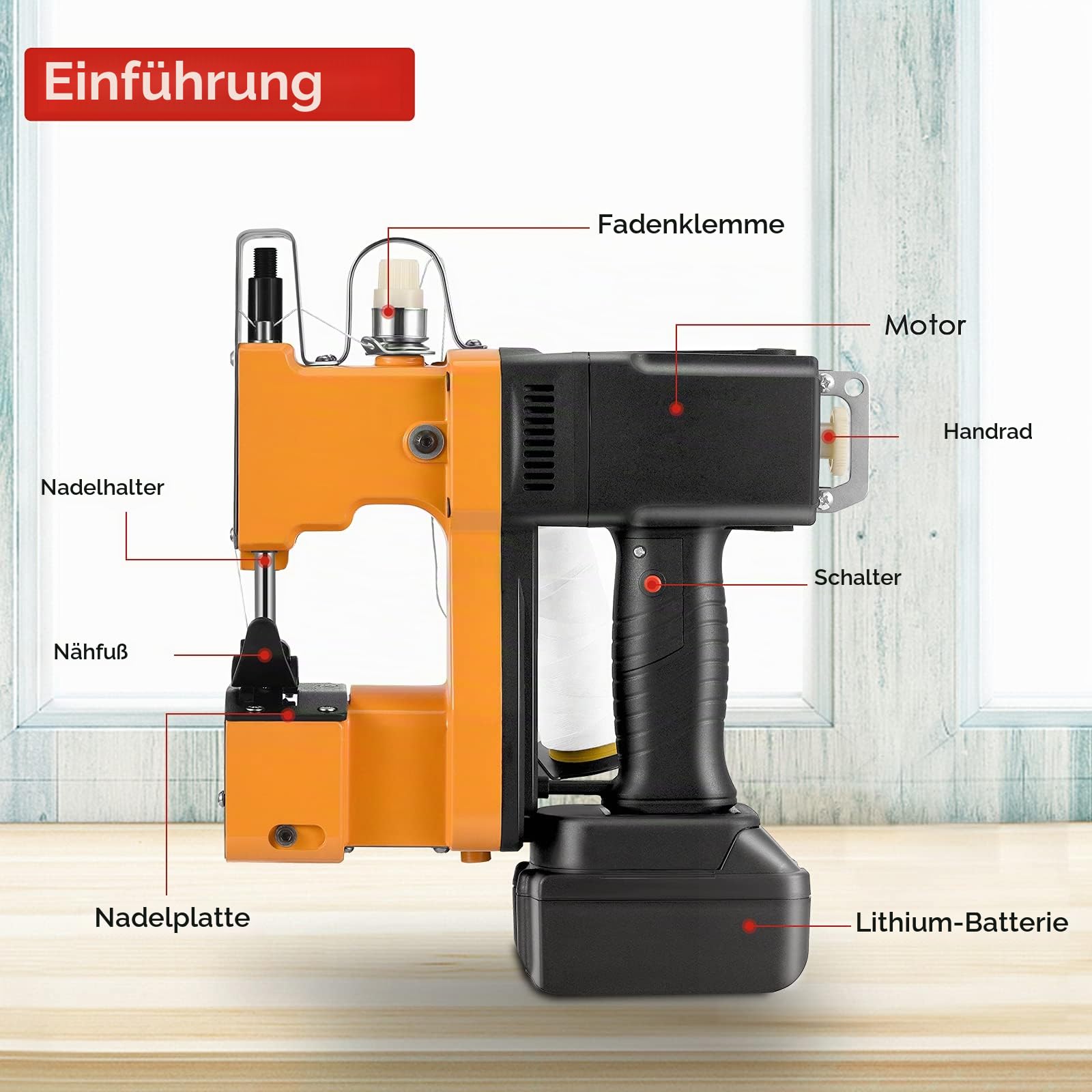 Elektrisch Sacknähmaschine Tragbares Beutelverschließmaschine Tragbare Nähmaschine Industrie Nähmaschine für Gewebesack Papiersack Sandsack