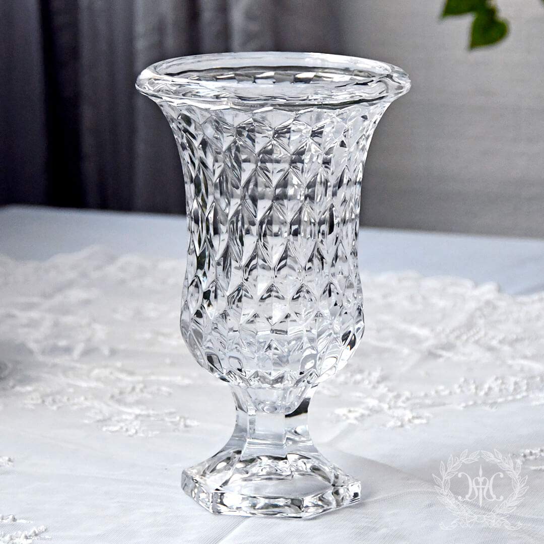Amazon.co.jp: ダイヤ カットグラス フラワーベース 23.5cm ガラス