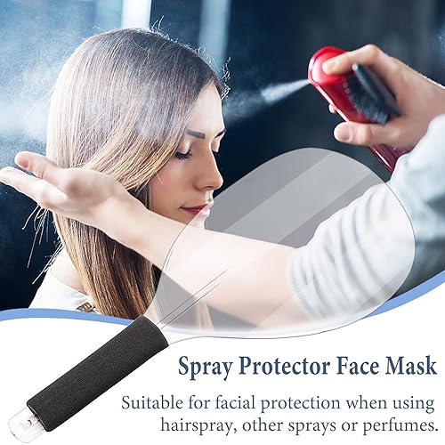 Miniatura 6 de Noverlife Paquete de 3 máscaras faciales de peluquería de plástico con mango de esponja, protector de laca reutilizable para peluquería y maquillaje