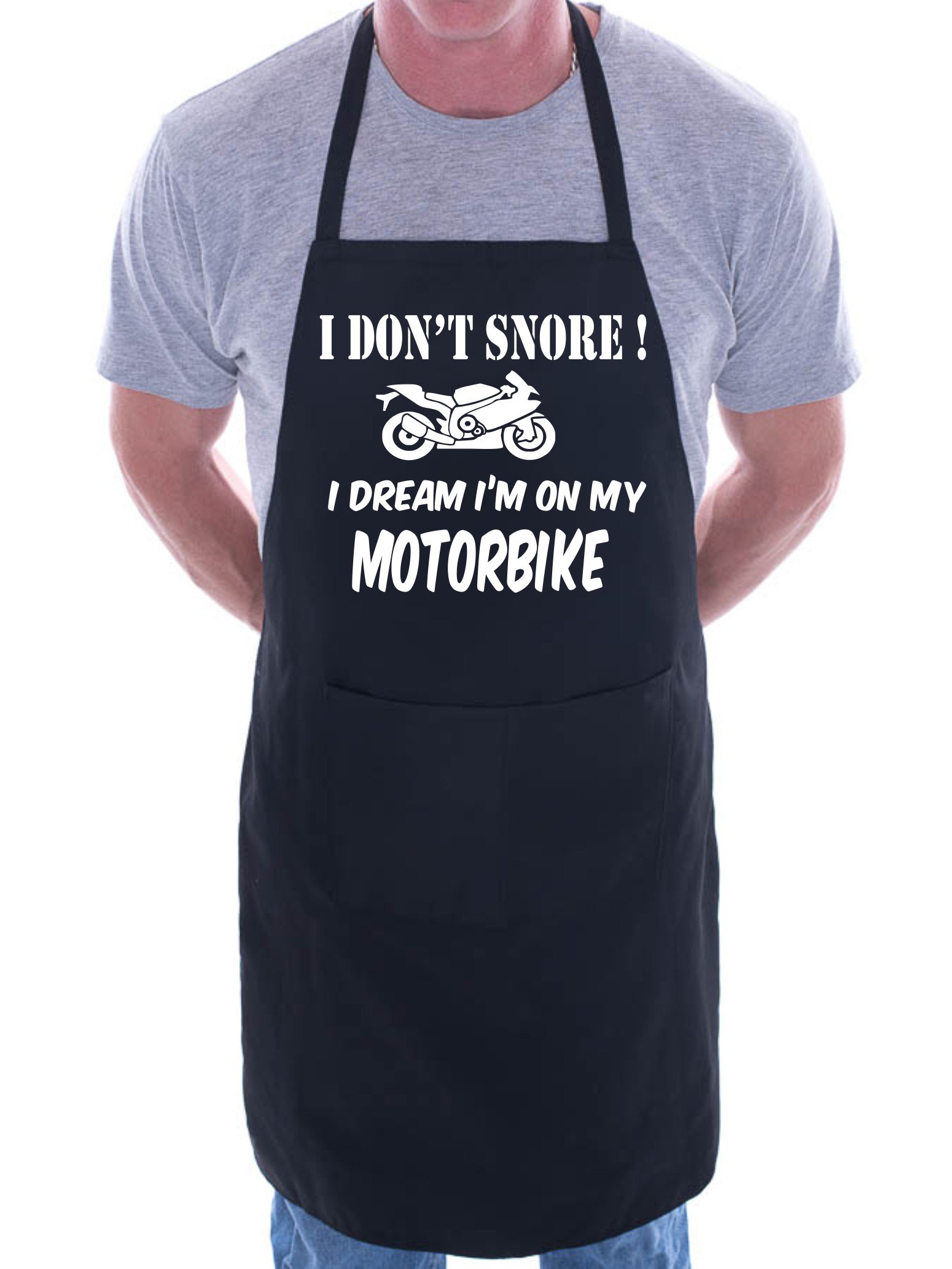 Print4u Men's Black Don't Snore Dream On Motorbike Bbq Cooking Funny Novelty Apron