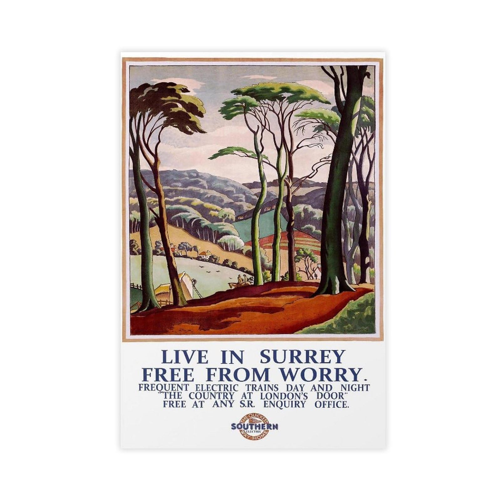 Live in Surrey British Railways Travel Canvas Poster Bedroom Decor Landscape Office Room Decor Gift 12x18inch(30x45cm)