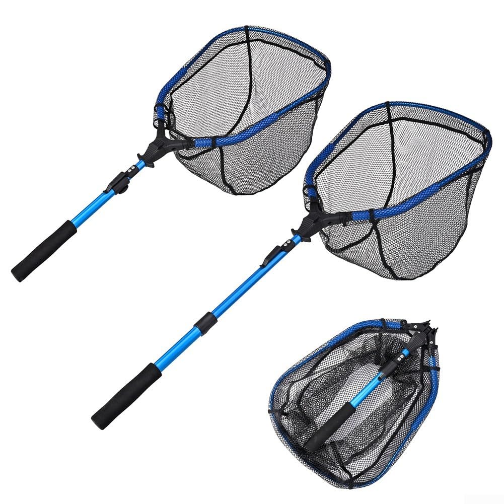 Épuisette de pêche, télescope pliable, extensible pour attraper les oiseaux, les poissons, léger, portable, cadre en alliage d'aluminium, poignée