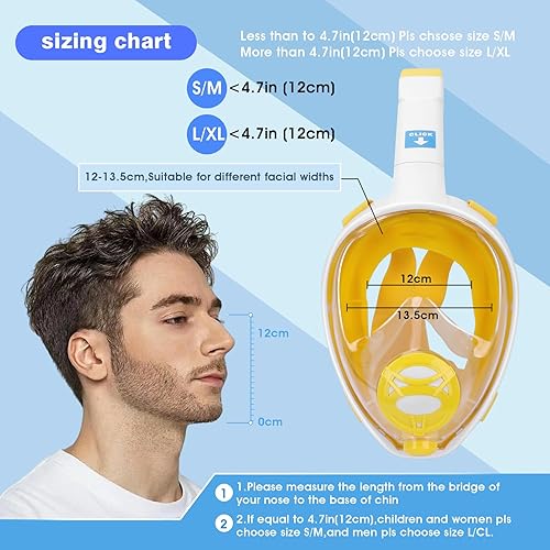 Miniatura 2 de Máscara de esnórquel de cara completa con el último sistema de tapa seca, máscara de esnórquel plegable de 180 grados con soporte para cámara,