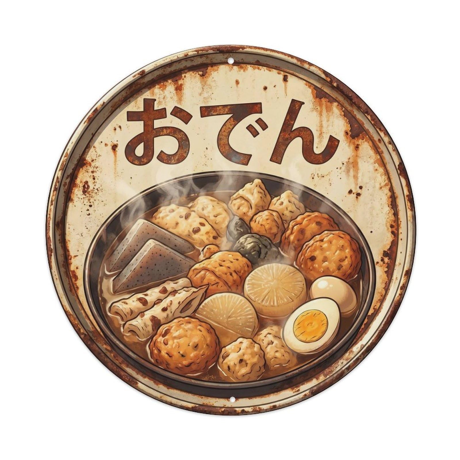 Cxhjca 8X8inch(20X20cm) Oden Japanese Hot Pot Vintage Restaurant Cuisine Winter Metal Tin Sign