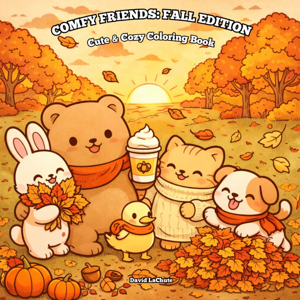 Comfy Friends: Fall Edition: Cute & Cozy Kawaii Animal Coloring Book | 45 Adorable Autumn Scenes for Relaxation