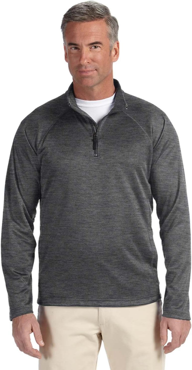Devon & Jones Men's Stretch Tech-Shell® Compass Quarter-Zip L DK GREY HEATHER