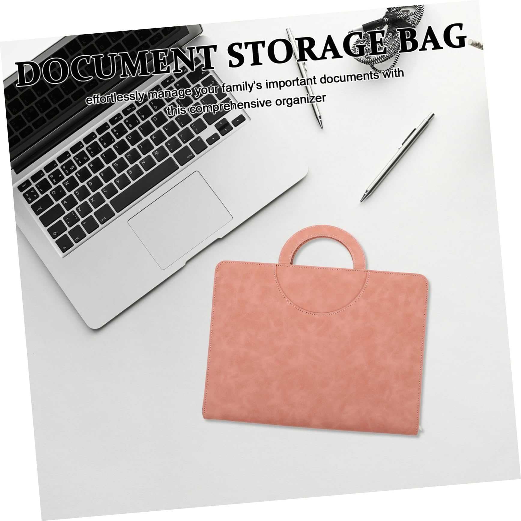 Cartellina Portadocumenti A4 Organizer Multifunzione in Pu con Cerniera Sicura Custodia Rosa per Viaggi e Spostamenti per Studenti e Professionisti