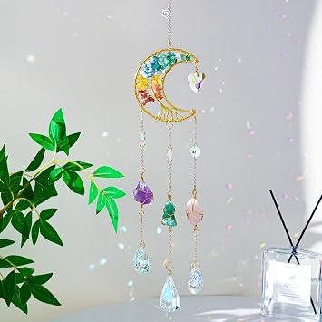 Tree of Life Crytal Suncatcher & Crystal Dream Catcher Window Garden Decor | Rainbow Maker, Hanging Ornament for Window, Balcony, Bedroom, Garden, Patio, Ideal Gift for Women & Girls