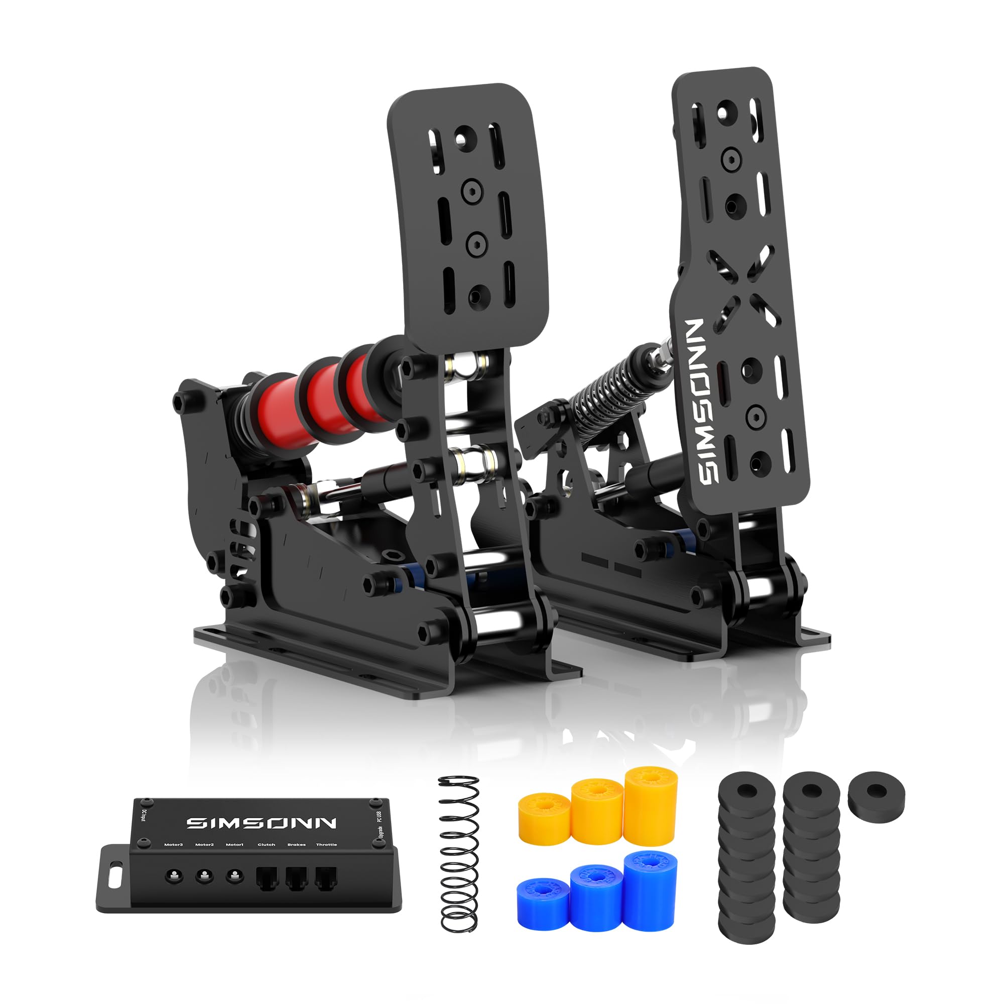 SIMSONN PLUS X Sim Racing Pedals Support Haptic Reactor 200KG Load Cell Brake Pedal PC Racing Simulator Pedals Pressure Sensor HE Hydraulic Pedal Black (PLUS X-P2-H2)