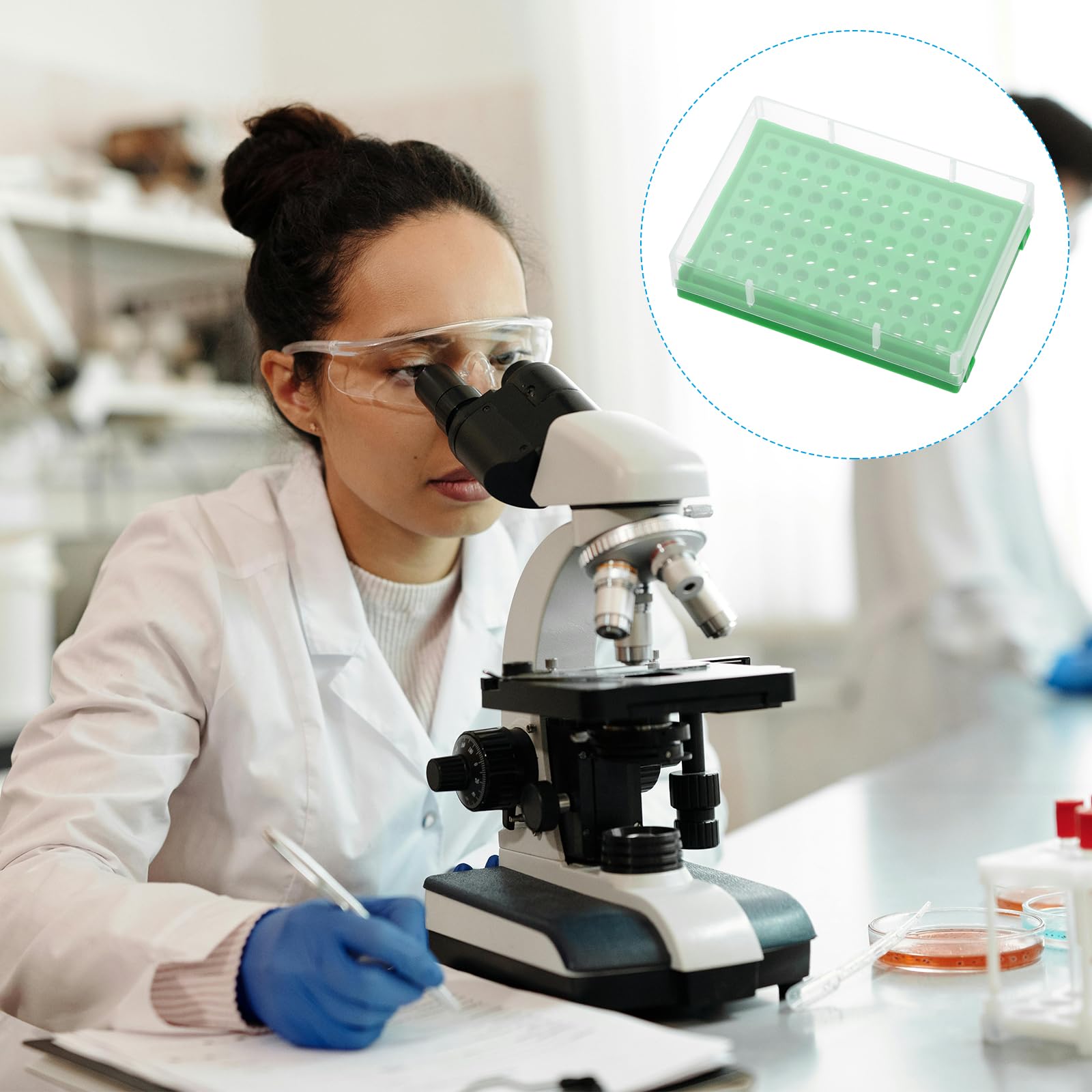 PATIKIL Portoir À Tubes PCR 96 Puits Pour 0.2ml Tubes À Bandelettes Tests, 5pcs Plateau Étanche De Remplissage Portoir À Tubes Centrifugeuses, Vert