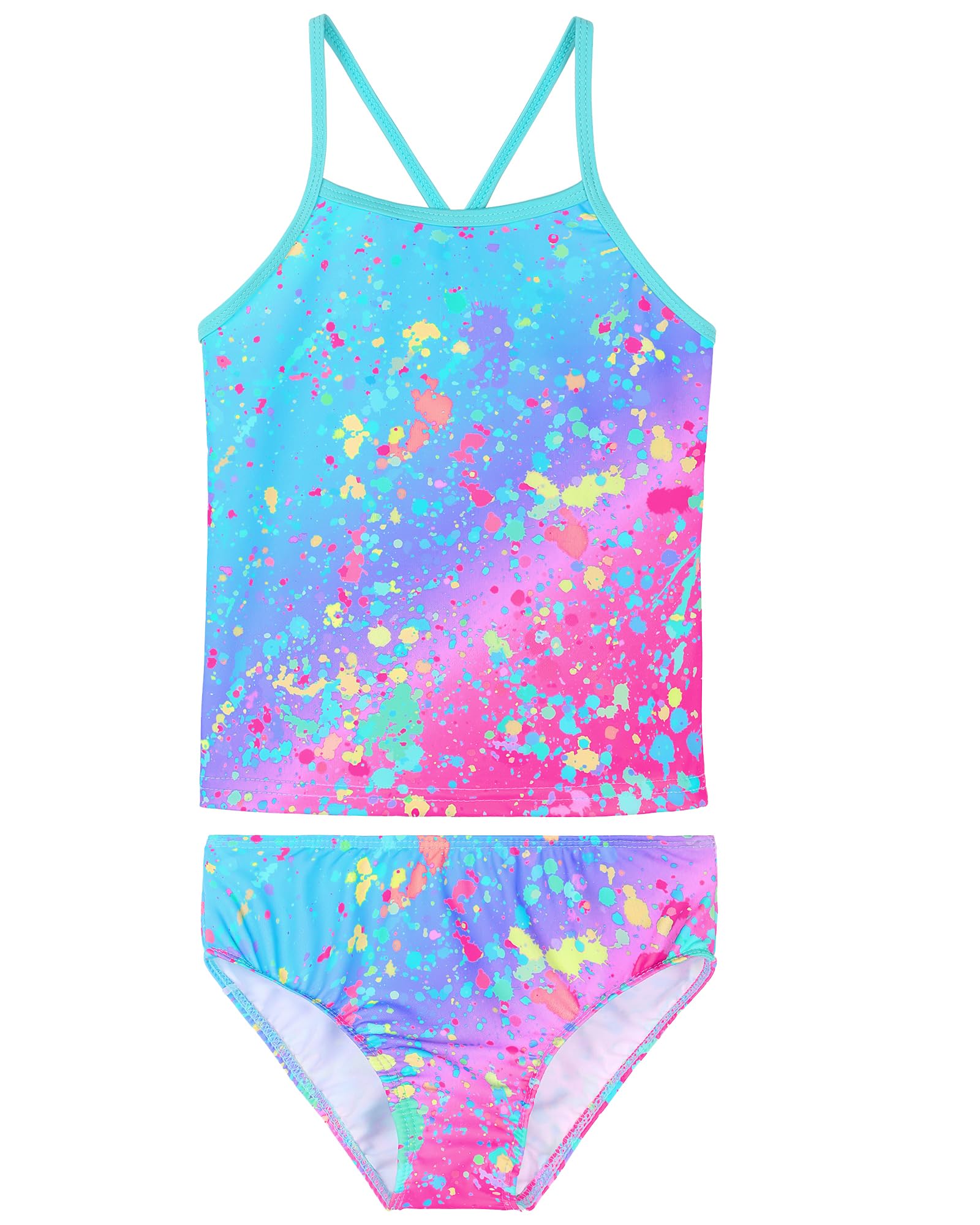 TFJH E Girls Bikini Swimsuits 2-Pieces Tankini Bathing Suits Rashguard Set 3-12Y