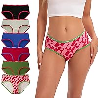 INNERSY Mutande Donna Cotone Vita Media Slip Sportivo Mutandine Colorate Intimo Pacco da 6 (L)