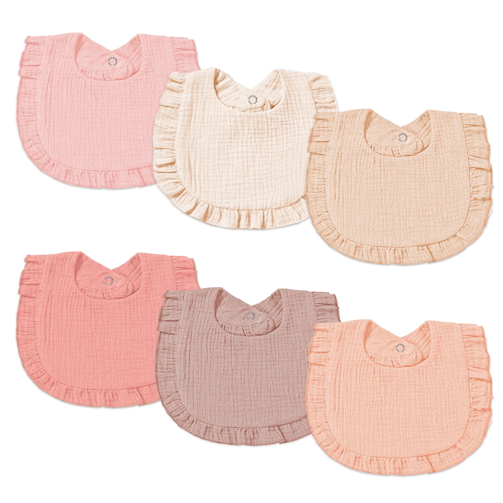 duludulu 6 Pack Muslin Baby Bibs for Baby Girls, Muslin Bibs Drool Bandana Bibs (Sweet Pink)
