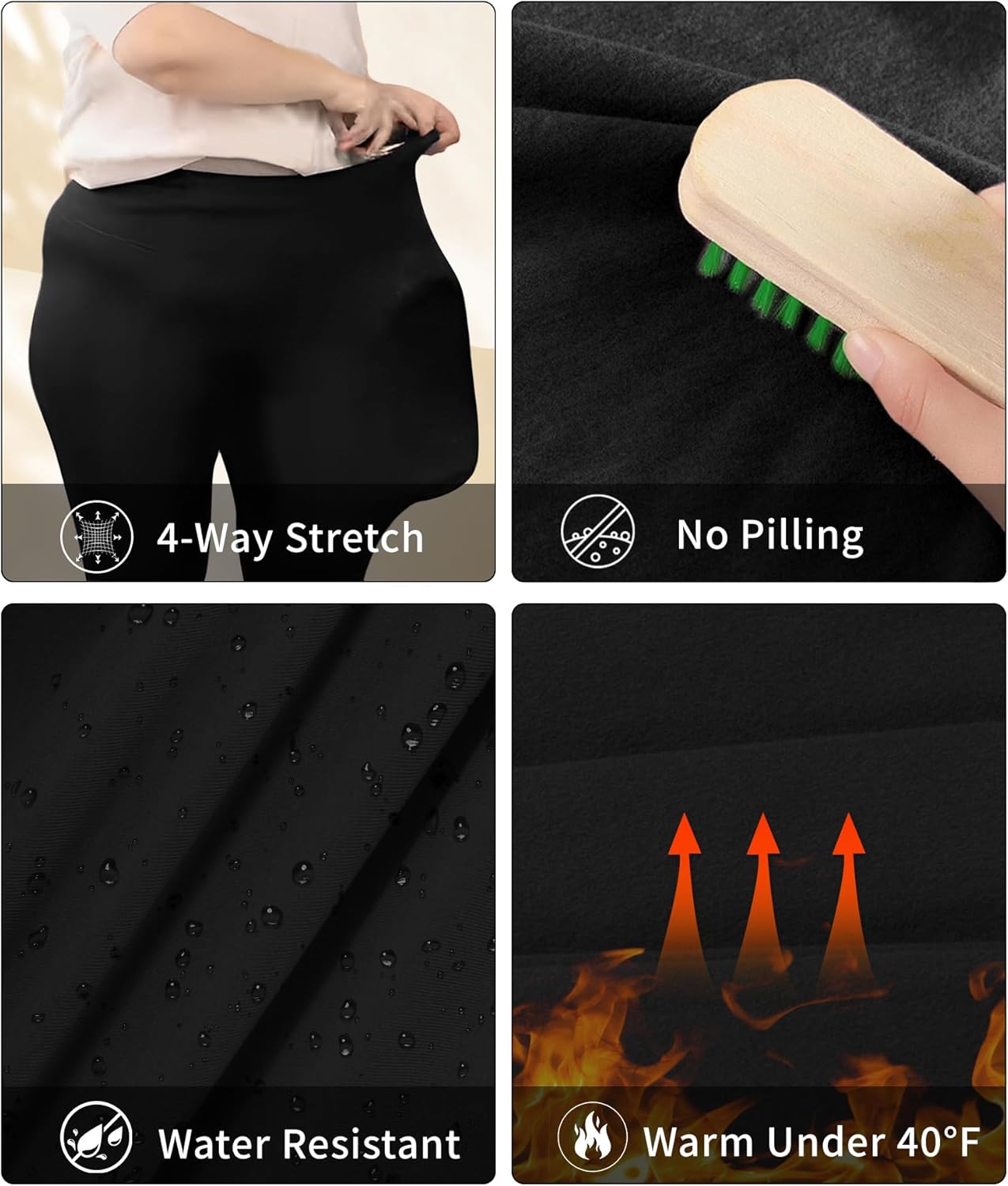 LALAGEN Womens Plus Size Fleece Lined Leggings Water Resistant Thermal Winter Warm High Waisted Workout Pants with Pockets - Image 3