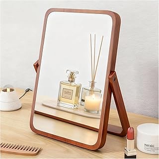 Tumecos Espejo de tocador plegable de bambú, ...