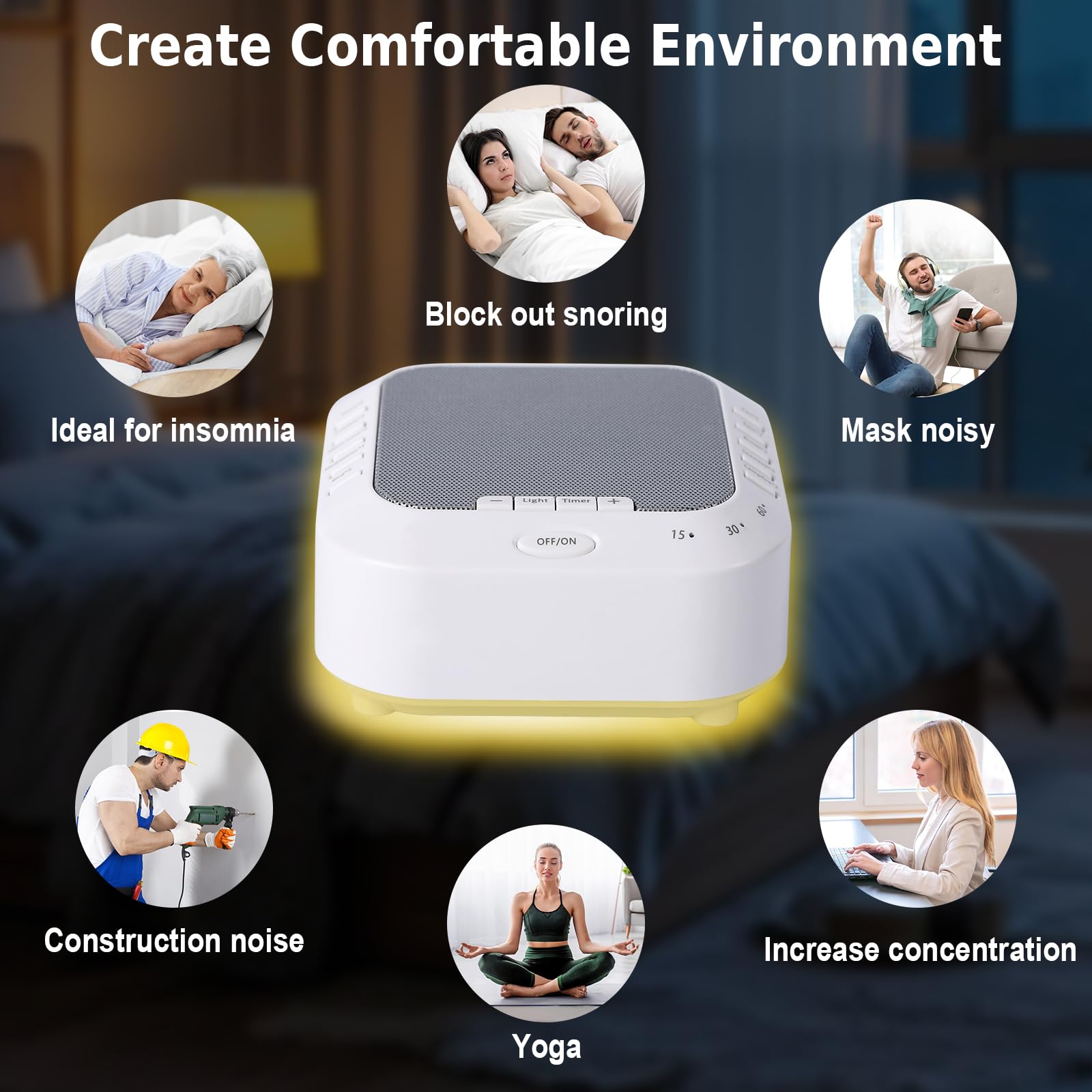 Noise Sound Machine with 28 Soothing Sounds Night Light White Noise Machine for Adults Baby Kids Sleep Machines Multi Button Quick Control Levels 3 Timer for Home Office Travel