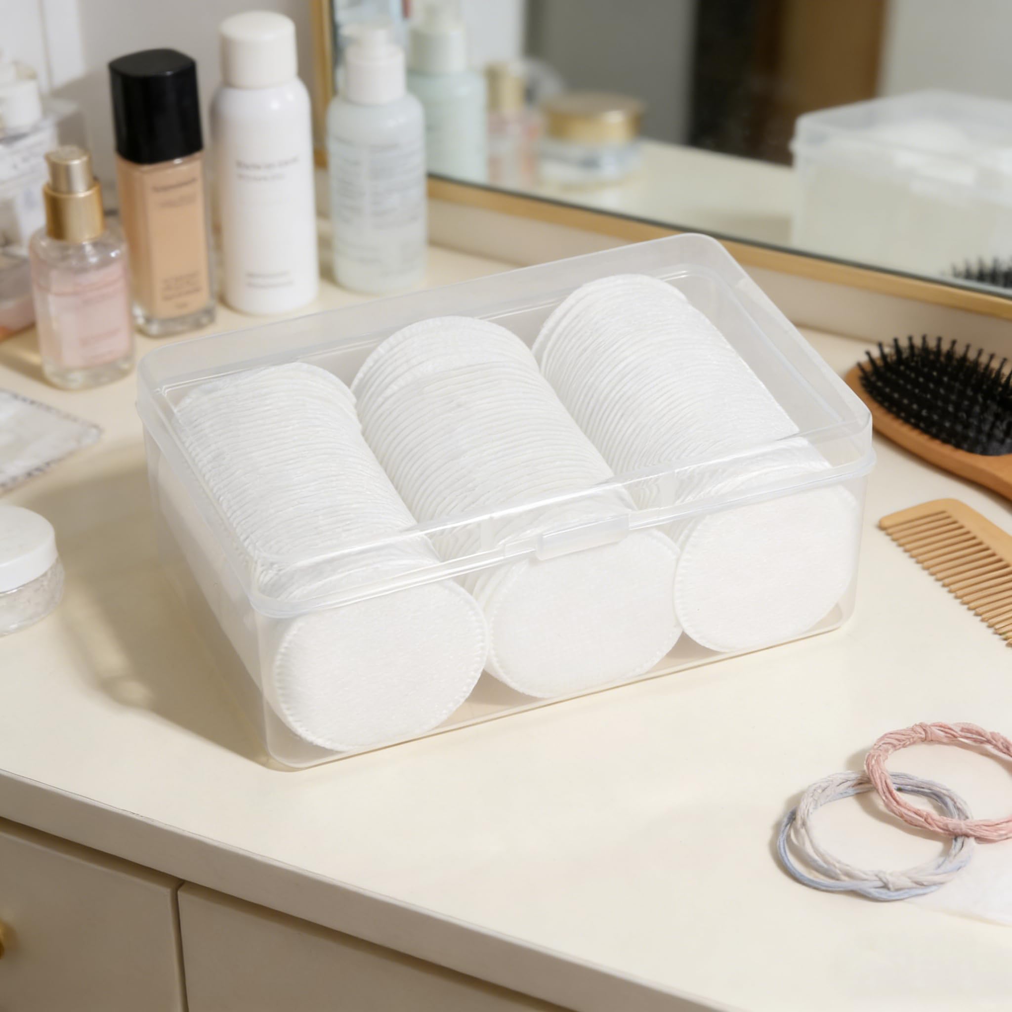 120pcs Disposable Cotton Rounds, Hypoallergenic, Round Makeup Remover Pads, 6 * 6cm, for Facial Care, Makeup, Skincare, Home Or Travel, Cotton Pads, Cotton Pads for face, Makeup Remover Pads — view 2