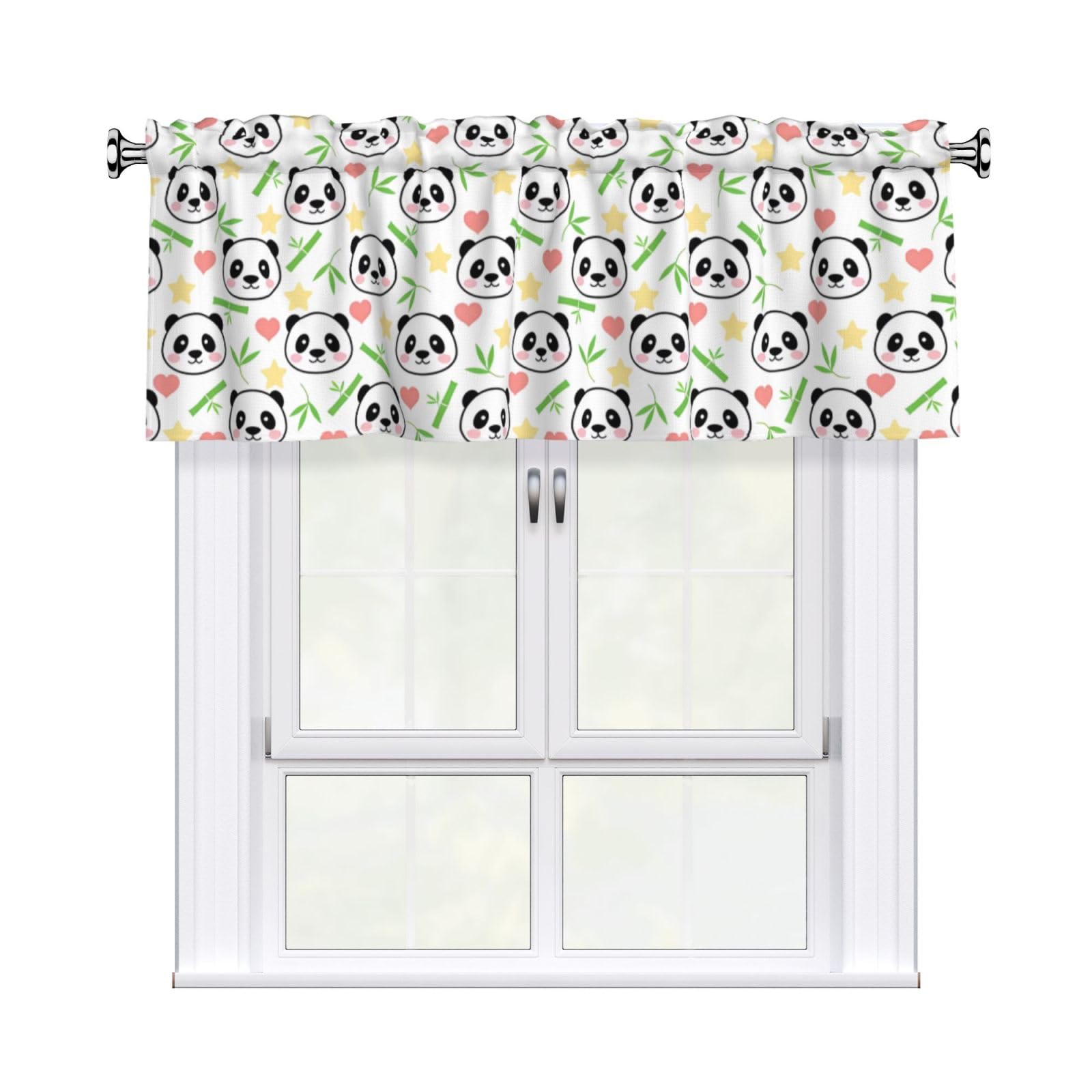 YYHHAOFA cute panda bamboo star Prints Durable Kitchen Window Layer – 54x18 Inch 100% Polyester Valance with Precision Construction