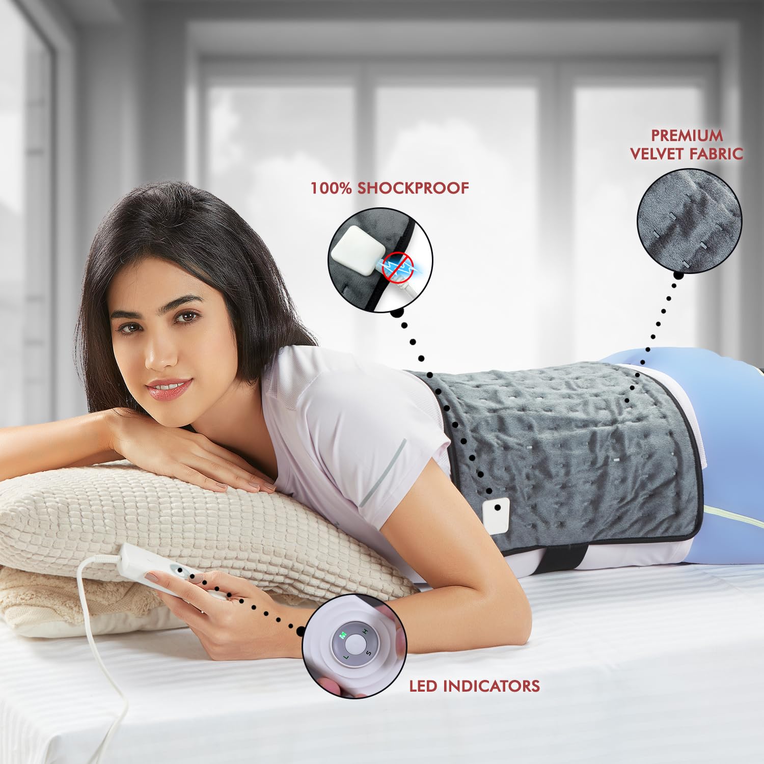 Flamingo Plus Orthopaedic Heating Pad - JUMBO SIZE for Back Pain & Period Cramps Relief – Heat Belt with Temperature Controller | 2-Years Warranty | Ideal Gift for Women, Parents & Loved Ones | 41 Cm X 31.5 Cm | - Image 6 thumbnail