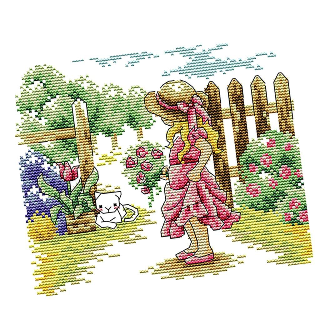 CALANDIS® Girl in Garden Stamped Cross Stitch Kit DIY Handmade Needlework 33Ã—26cm 11CT-image-33