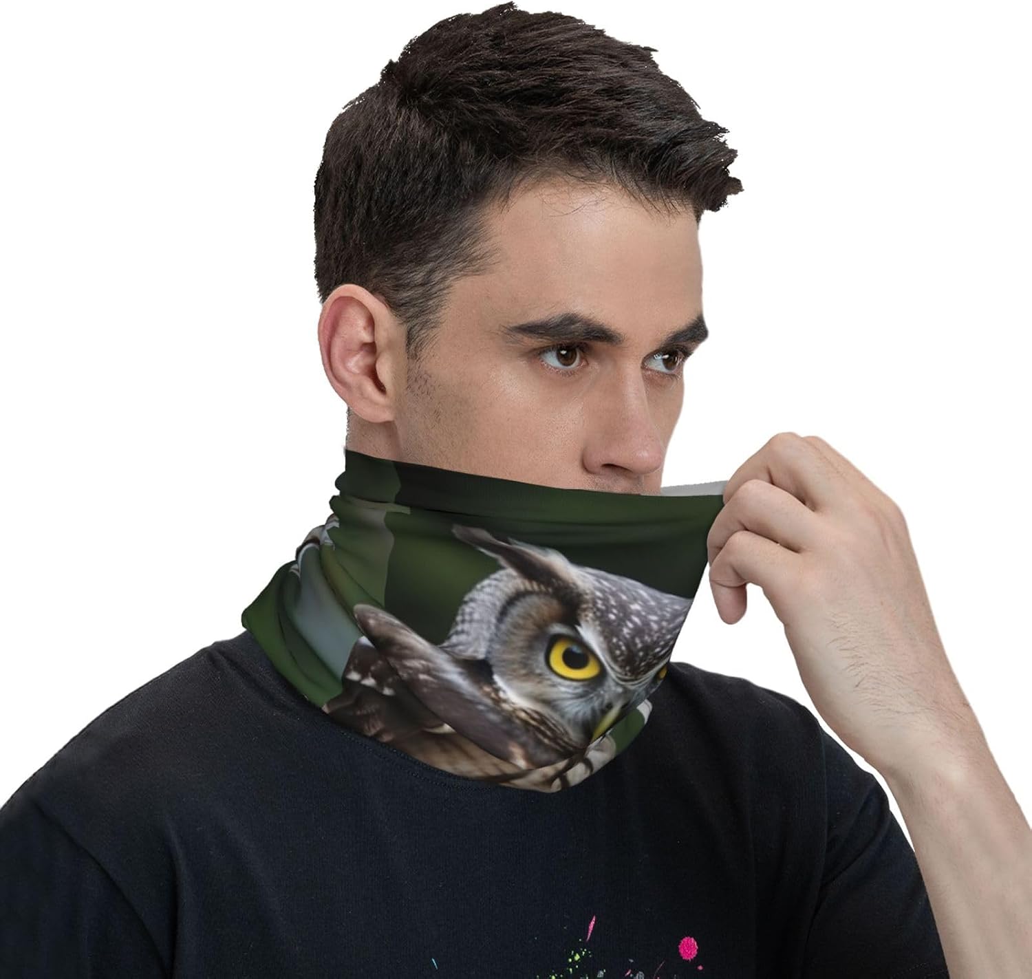 Wild Owl Birds Neck Gaiter UV Sun Protection Face Mask Scarf Cooling Breathable Face Cover for Men Women Elastic Balaclavas Versatile Bandana, Sun & Wind-proof for Skiing Hiking
