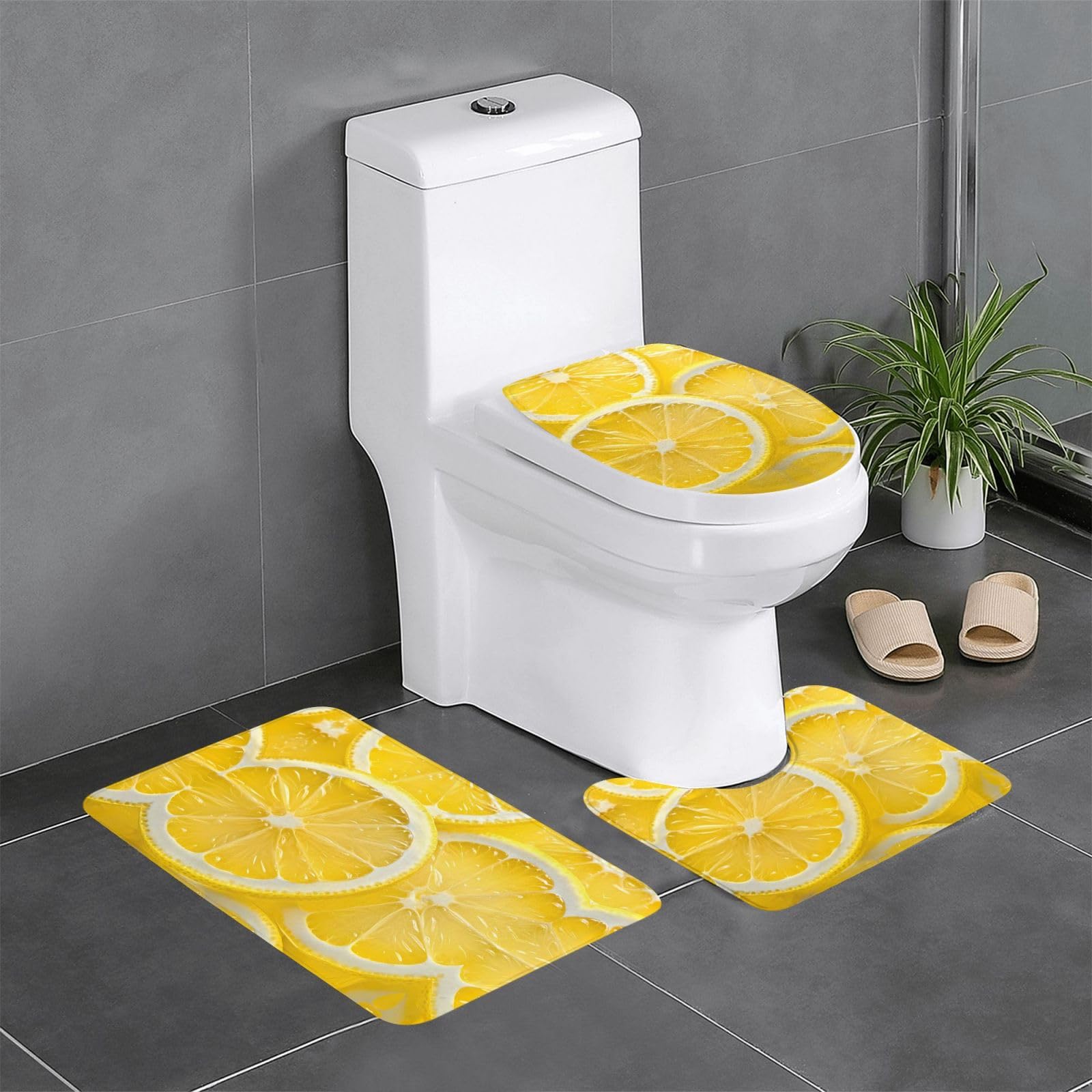 Tapis de salle de bain antidérapants citron : l'esprit vitaminé pour coiffeuse et toilettes