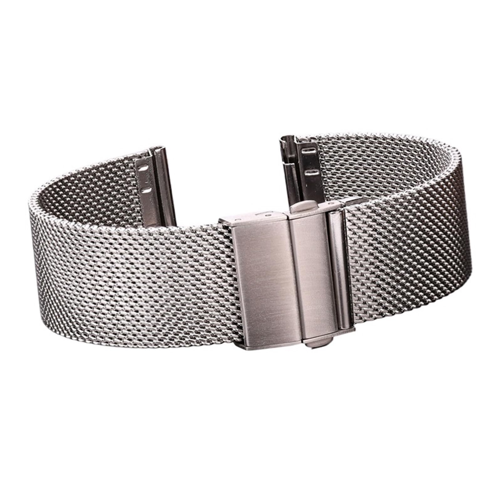Edelstahl-Mesh-Armband im Milanaise-Stil, silber/schwarz, kompatibel mit Galaxy Watch 4 und 3, Faltschließe, 16 mm, 18, 20, 22