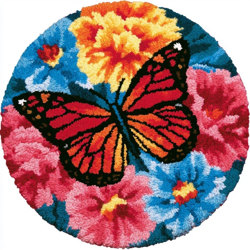 AMBATTERY Latch Hook Kits for Adults,Rug Making Kit,Butterflies and Flowers