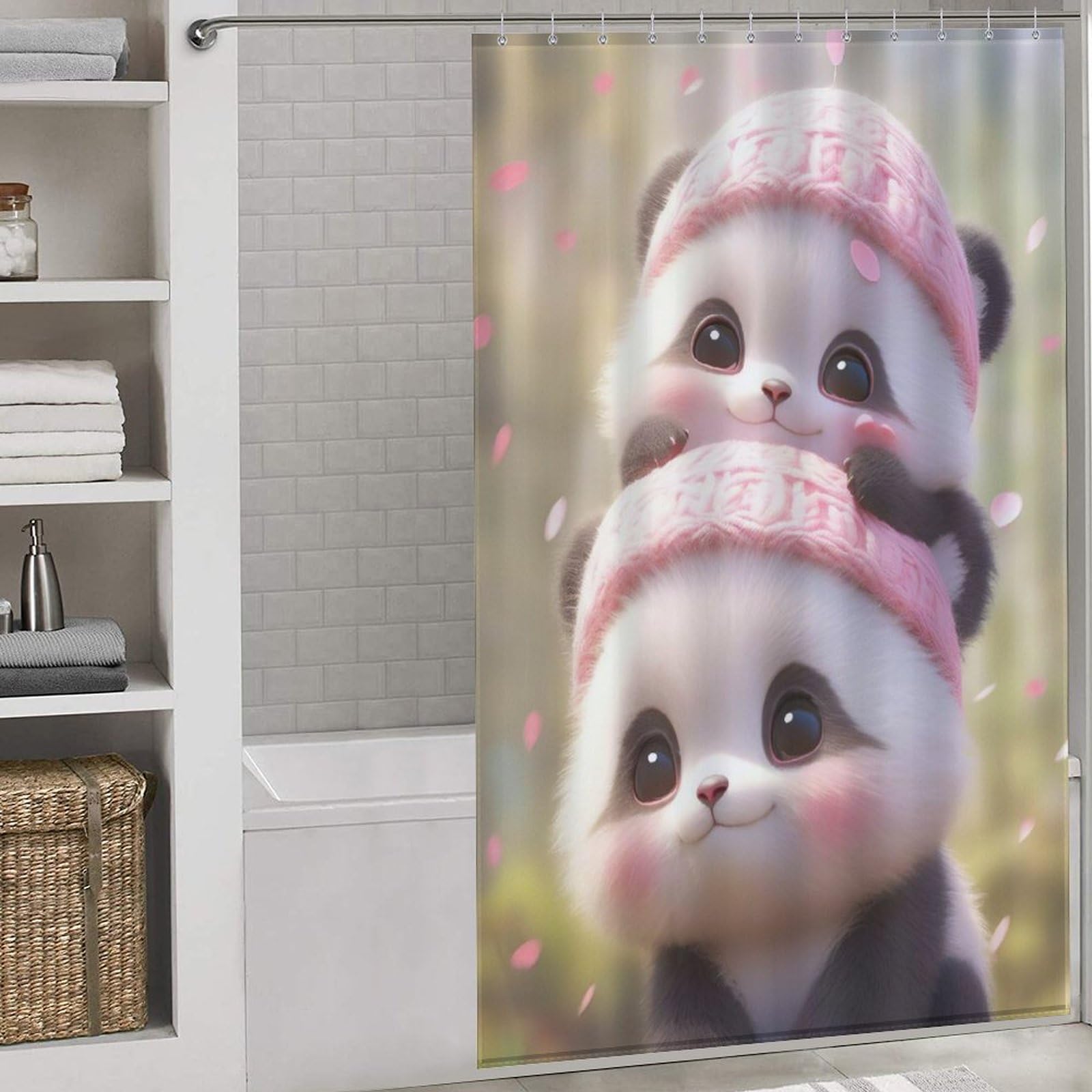 Rideau de douche imperméable panda anti éclaboussure pour garder le sol sec et propre