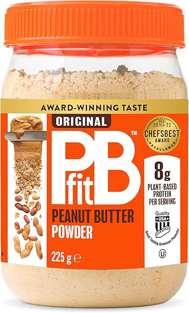PBfit Peanut Butter Powder - 87% Less Fat, High Protein, Gluten Free Natural Nut Butter Spread - Powdered Peanut Butter from Real Roasted Pressed Peanuts - 225g