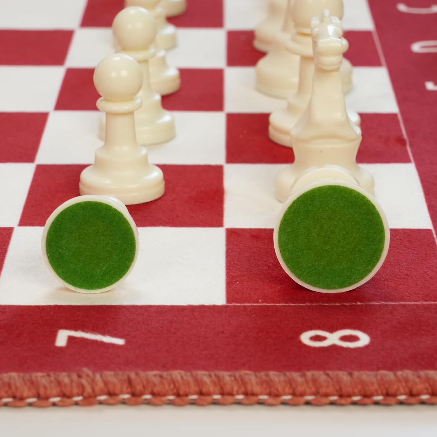 Red & White Portable Chess Set, 19.7 x 19.7 Inch Foldable Fabric Chess Rug with 3 Inch Staunton-Style Pieces, Storage Boxes & Carrying Bag, Travel Chess Game for Kids & Adults