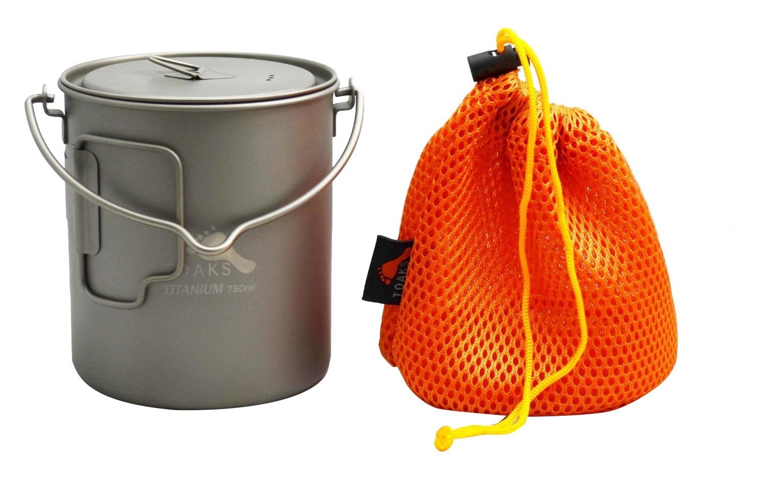 TOAKS Tazza/Vaso da Campeggio Portatile Ultraleggero in Titanio (750ml con Manico a cauzione[POT-750-BH])
